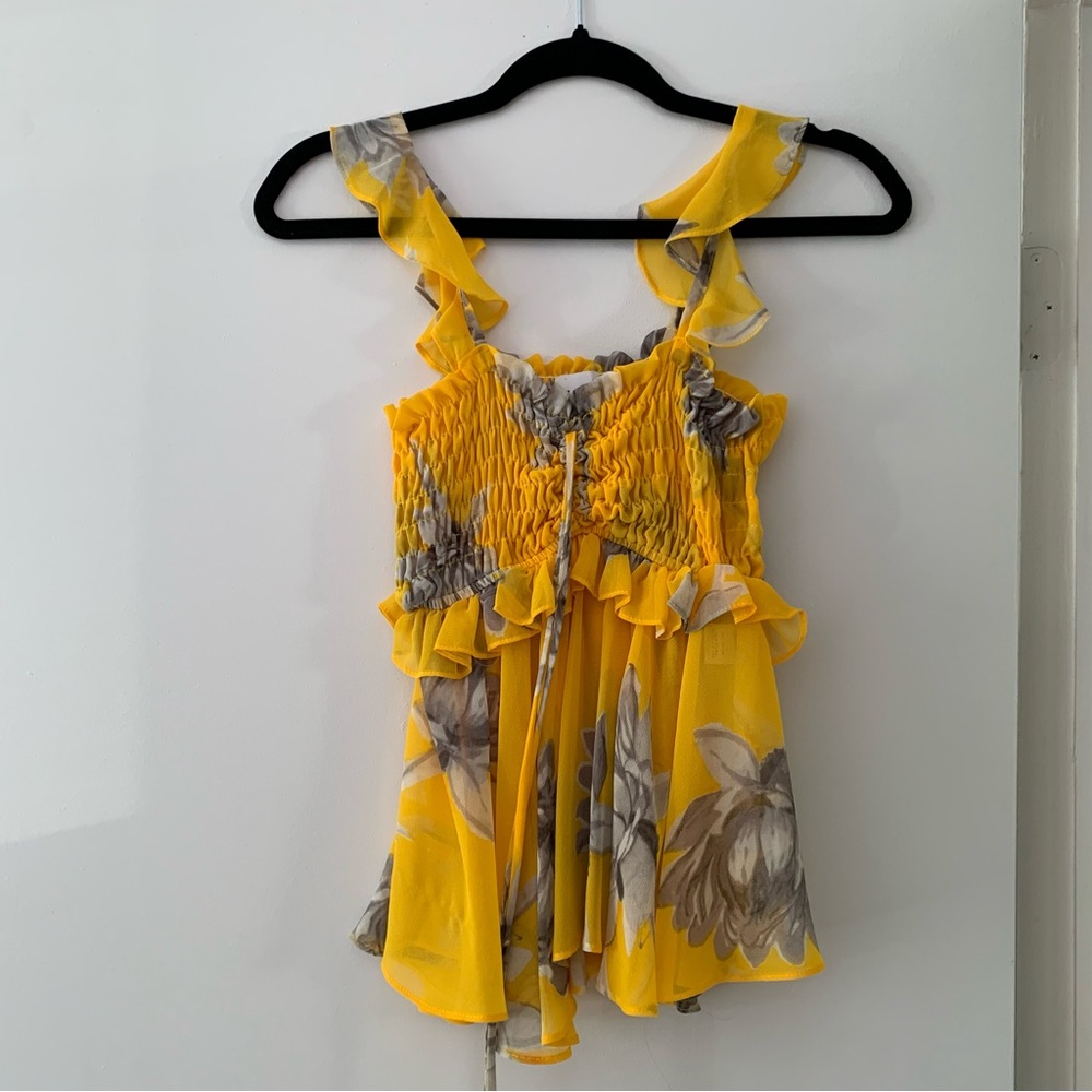 Misa Los Angeles XS Yellow Floral Top - Picture 4 of 4